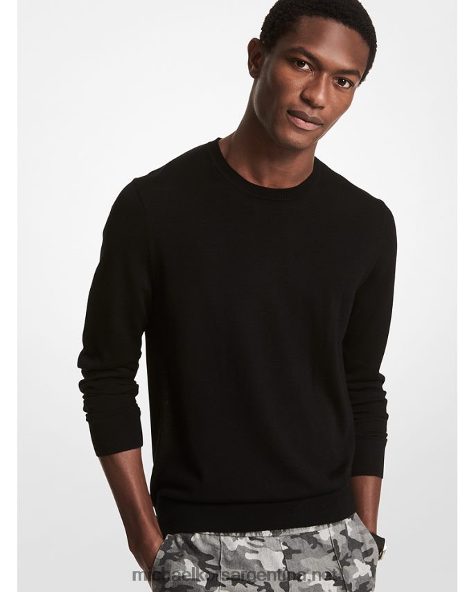 hombres negro jersey de lana merino Michael Kors T46HB03075