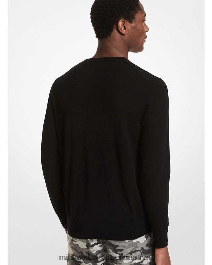 hombres negro jersey de lana merino Michael Kors T46HB03075