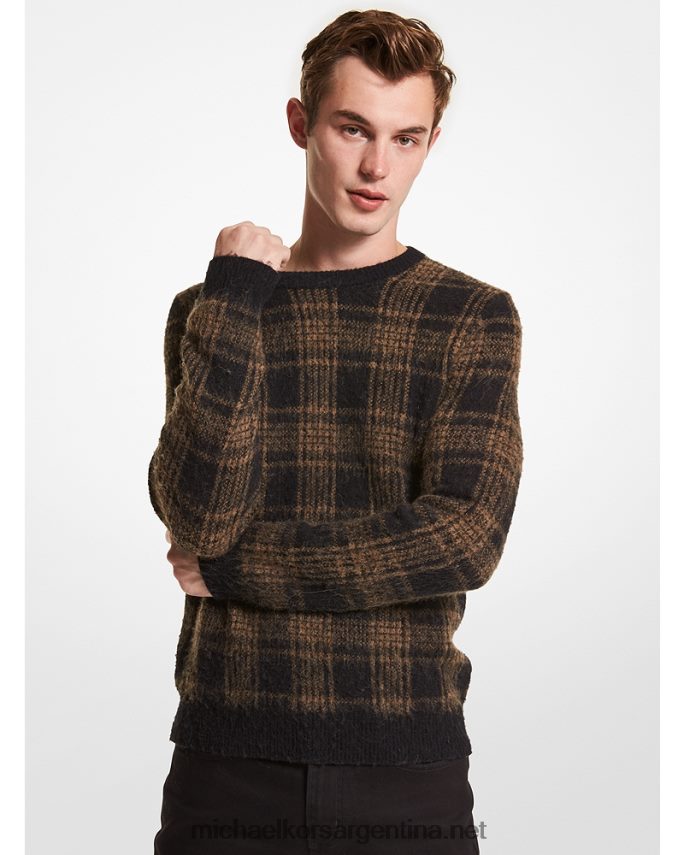 hombres negro jersey de punto cepillado a cuadros Michael Kors T46HB03062