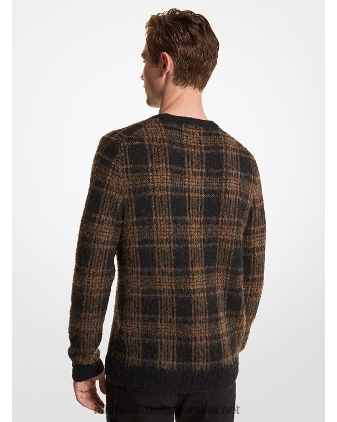 hombres negro jersey de punto cepillado a cuadros Michael Kors T46HB03062