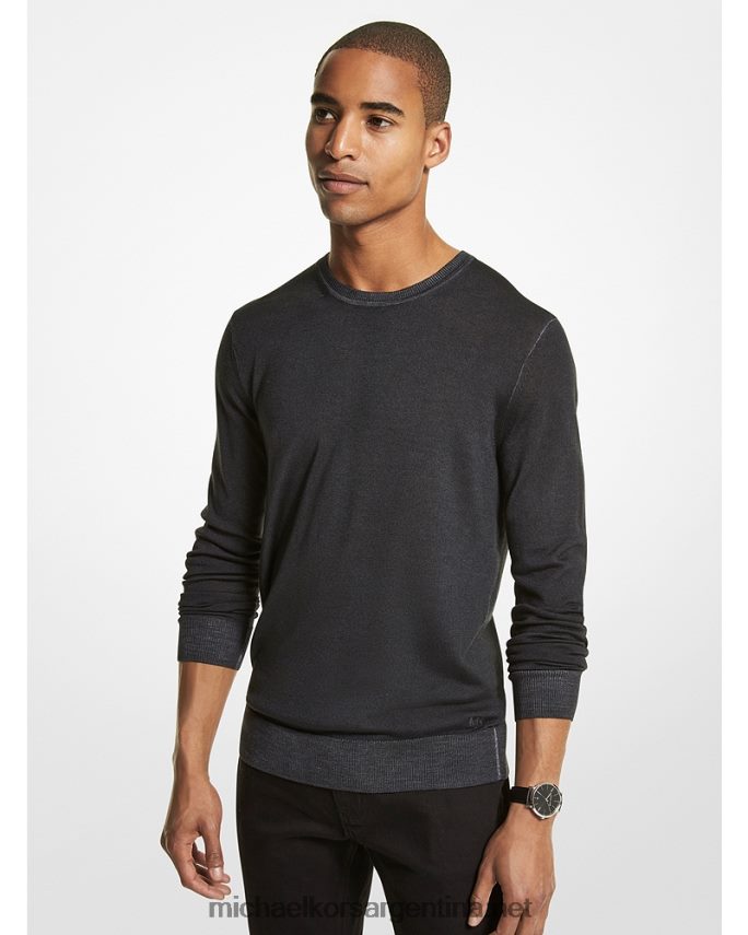 hombres negro lavado jersey de lana merina lavada Michael Kors T46HB03055