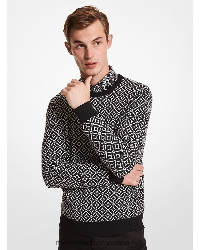 hombres negro suéter con logo en jacquard Michael Kors T46HB03054