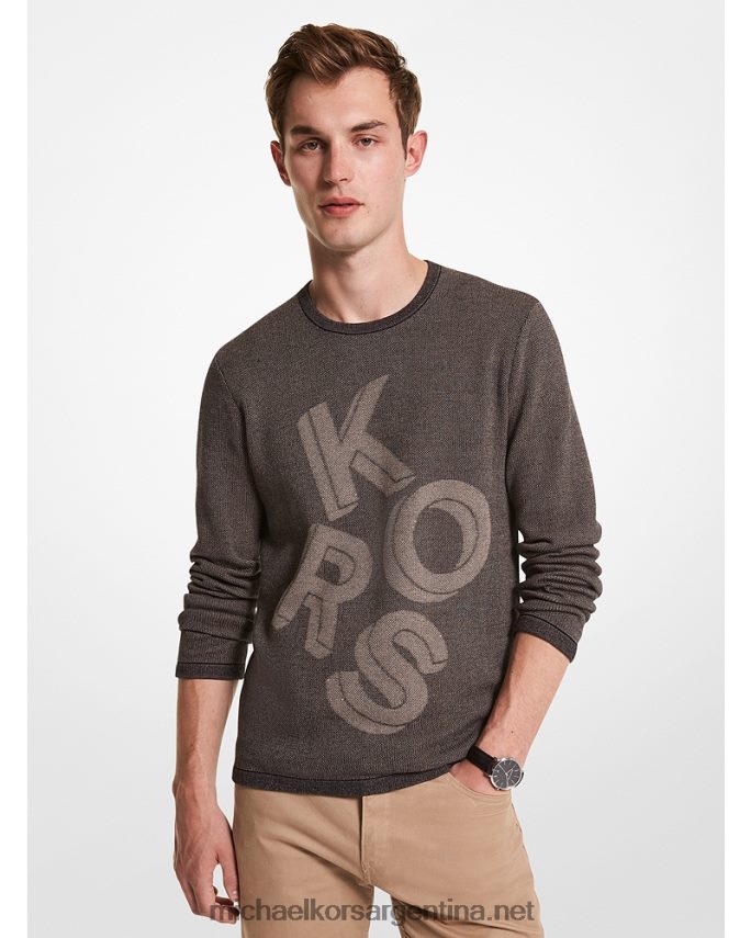 hombres negro suéter con logo en jacquard Michael Kors T46HB03061