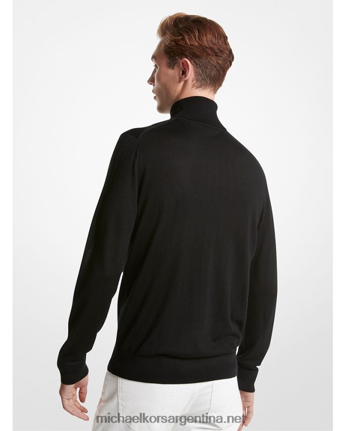 hombres negro suéter de cuello alto de lana merino Michael Kors T46HB03068