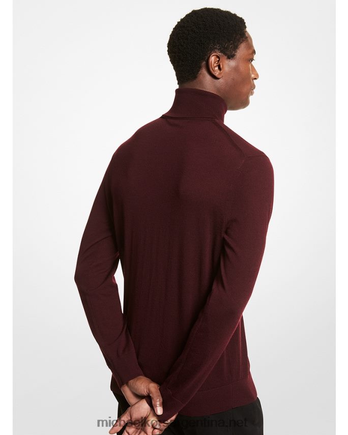hombres rubí profundo suéter de cuello alto de lana merino Michael Kors T46HB03069