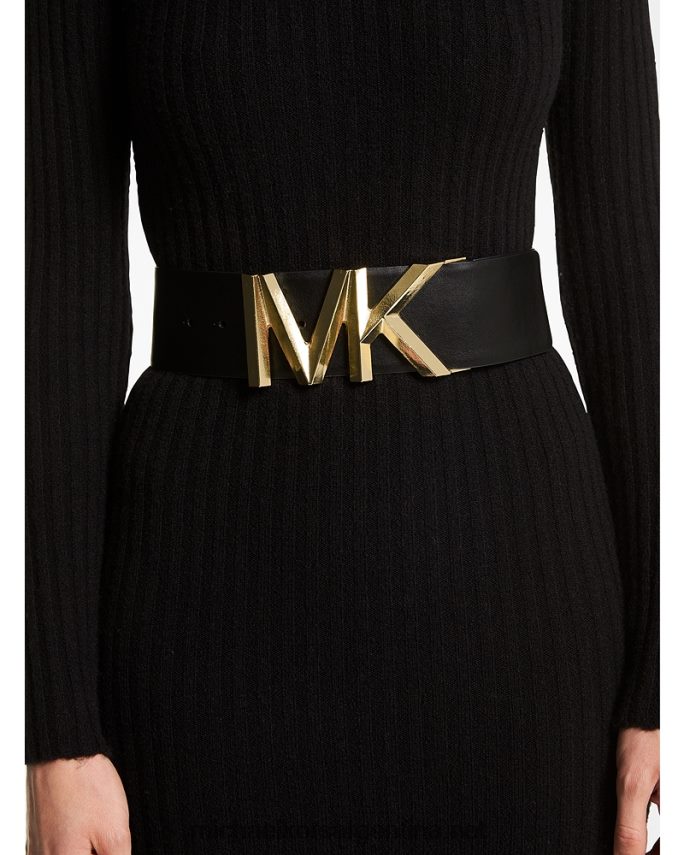mujer negro cinturón de piel con logo Michael Kors T46HB02688
