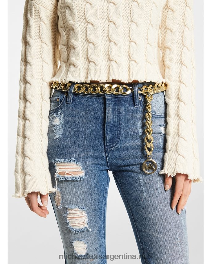 mujer oro cinturón con logo y eslabones Michael Kors T46HB02701