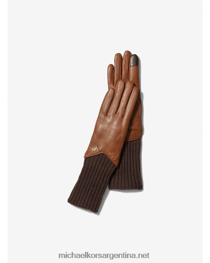 mujer equipaje/chocolate guantes de cuero y lana Michael Kors T46HB02761