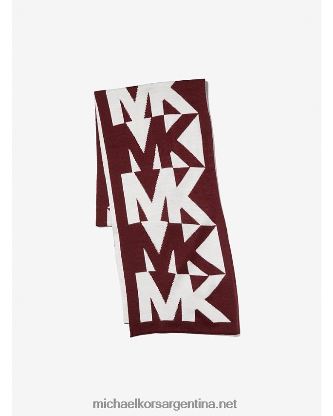 mujer merlot conjunto de bufanda y gorro tejido en intarsia con logo Michael Kors T46HB02731