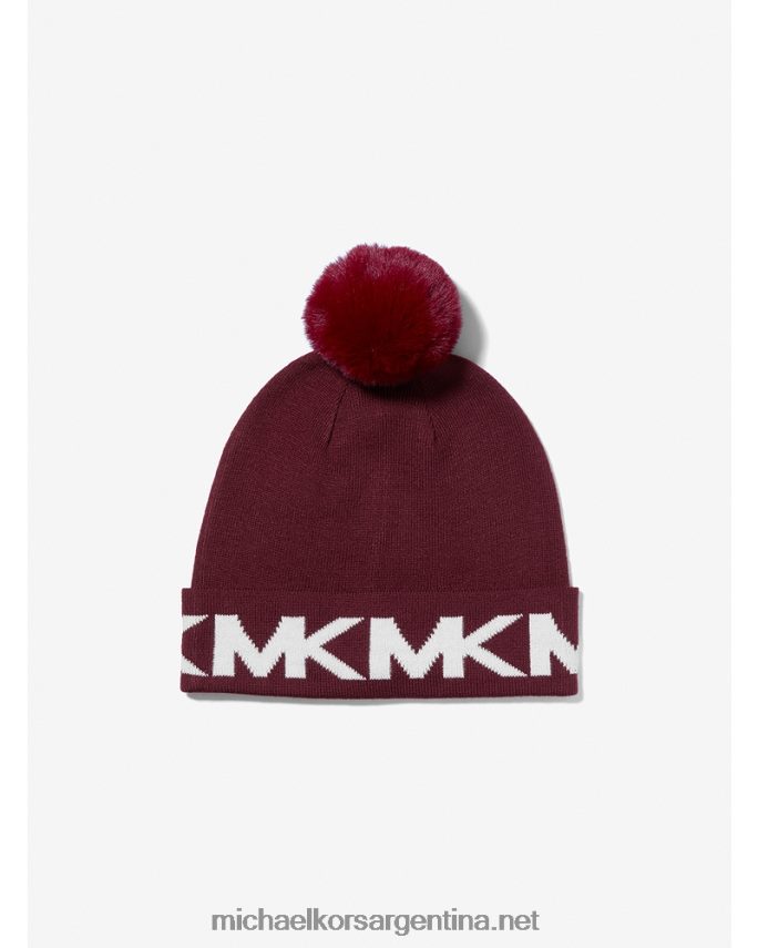 mujer merlot conjunto de bufanda y gorro tejido en intarsia con logo Michael Kors T46HB02731