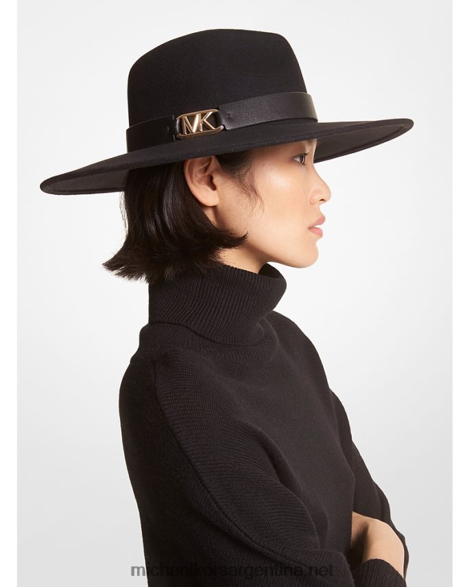 mujer oro negro sombrero fedora de lana Michael Kors T46HB02745