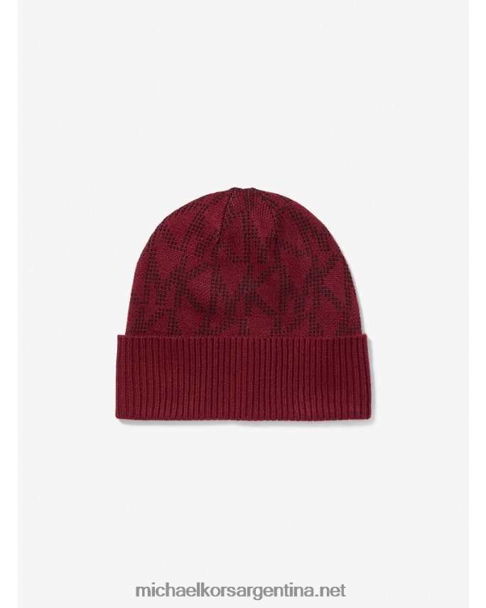 mujer rubí oscuro conjunto de accesorios para clima frío en jacquard con logotipo Michael Kors T46HB02762