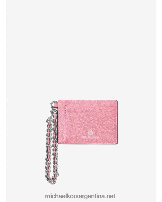 mujer Rosa de la cáscara tarjetero pequeño de piel granulada con cadena Michael Kors T46HB01662