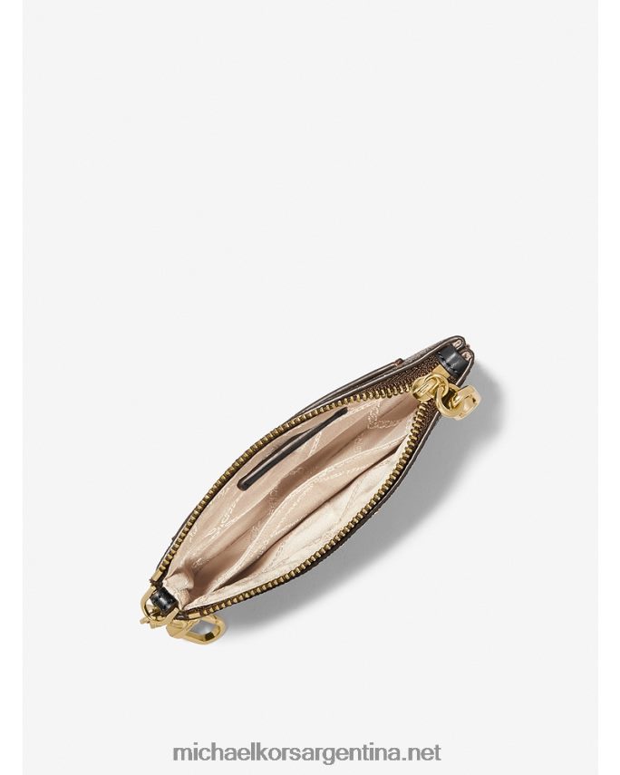 mujer marrón/negro tarjetero con cremallera y logo de Parker Michael Kors T46HB01671