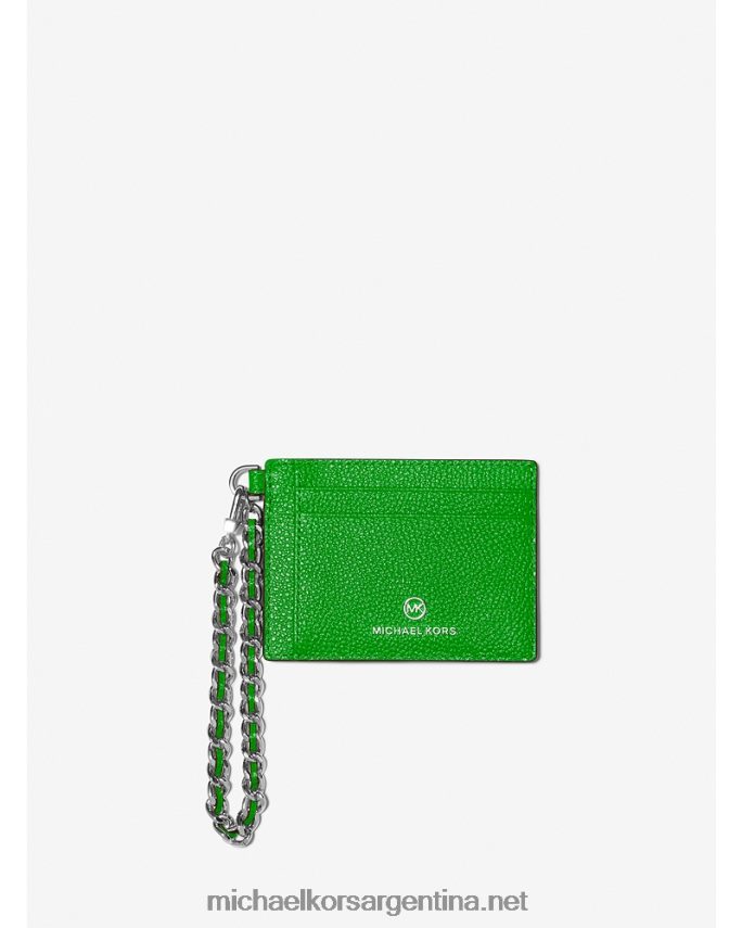 mujer verde palmera tarjetero pequeño de piel granulada con cadena Michael Kors T46HB01665