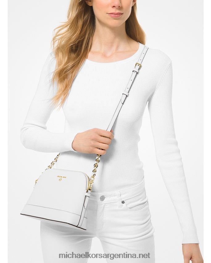 mujer Blanco óptico bolsa crossbody cúpula grande de piel saffiano Michael Kors T46HB01015