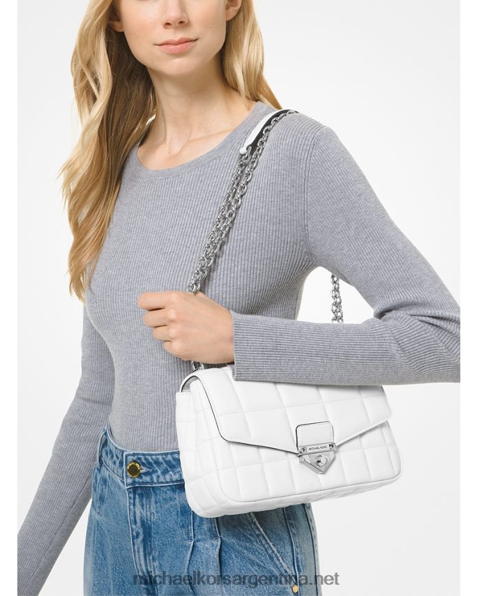 mujer Blanco óptico bolsa de hombro soho grande de piel acolchada Michael Kors T46HB0769