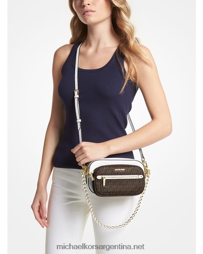 mujer Blanco óptico bolso bandolera 4 en 1 de piel y logo jet set Michael Kors T46HB0721