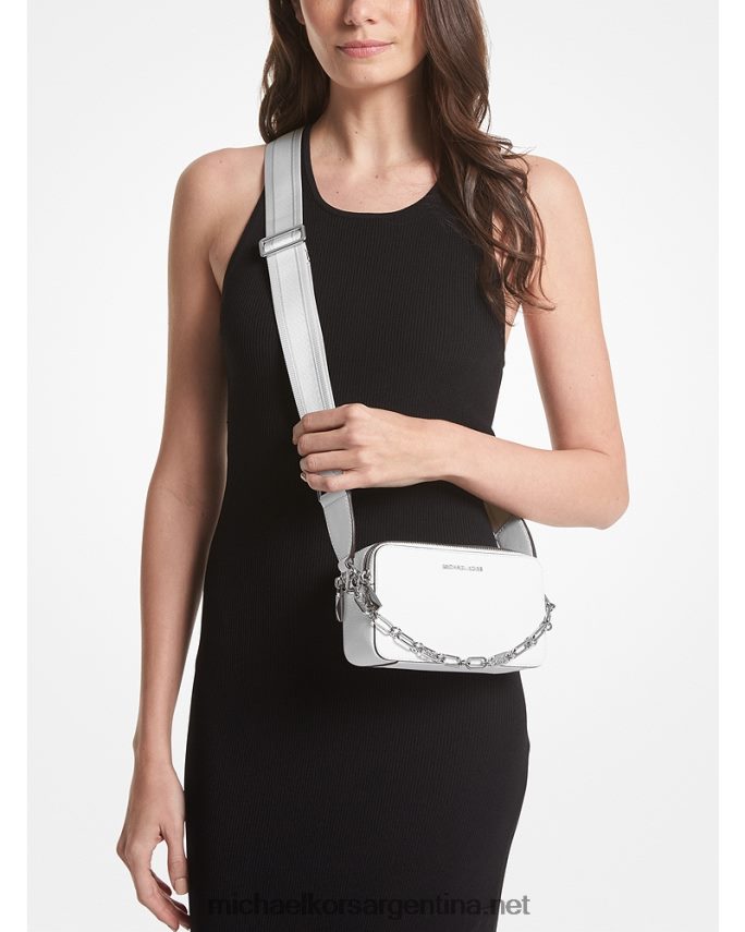 mujer Blanco óptico bolso cámara jet set pequeño de piel granulada con cremallera doble Michael Kors T46HB0745