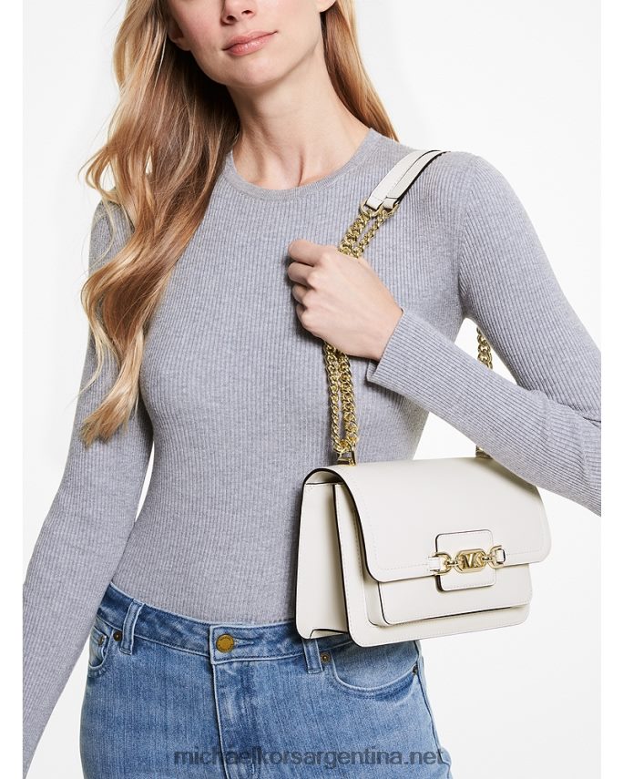 mujer Blanco óptico bolso de hombro grande de piel jaspeada Michael Kors T46HB0841