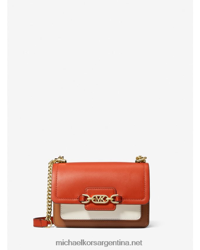 mujer Naranja intenso bolsa crossbody jaspeada extrapequeña de piel con bloques de color Michael Kors T46HB0718