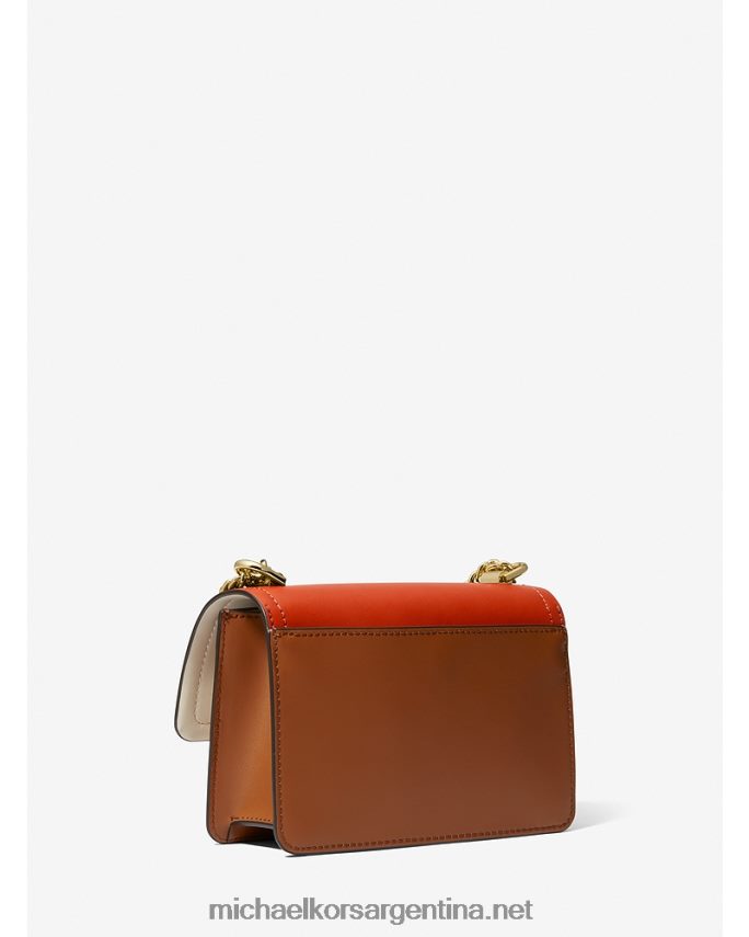 mujer Naranja intenso bolsa crossbody jaspeada extrapequeña de piel con bloques de color Michael Kors T46HB0718