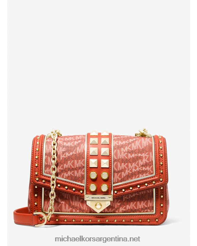 mujer Naranja intenso bolso de hombro soho grande con estampado animal y logo Michael Kors T46HB0887