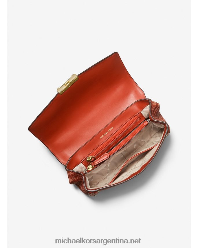 mujer Naranja intenso bolso de hombro soho grande con estampado animal y logo Michael Kors T46HB0887