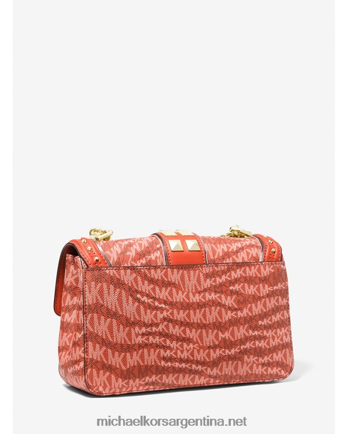 mujer Naranja intenso bolso de hombro soho grande con estampado animal y logo Michael Kors T46HB0887