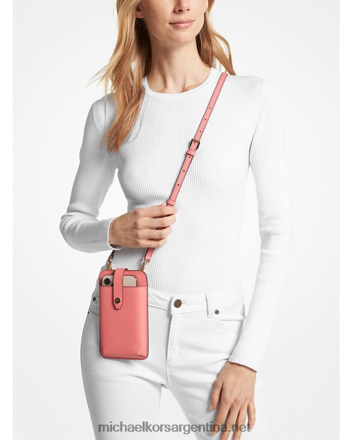 mujer Rosa de té bandolera para smartphone de piel saffiano Michael Kors T46HB0878