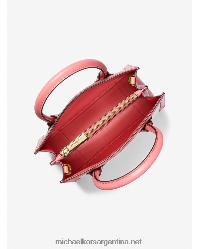 mujer Rosa de té bolsa crossbody mercer mediana en lona de algodón con logo en relieve Michael Kors T46HB0870