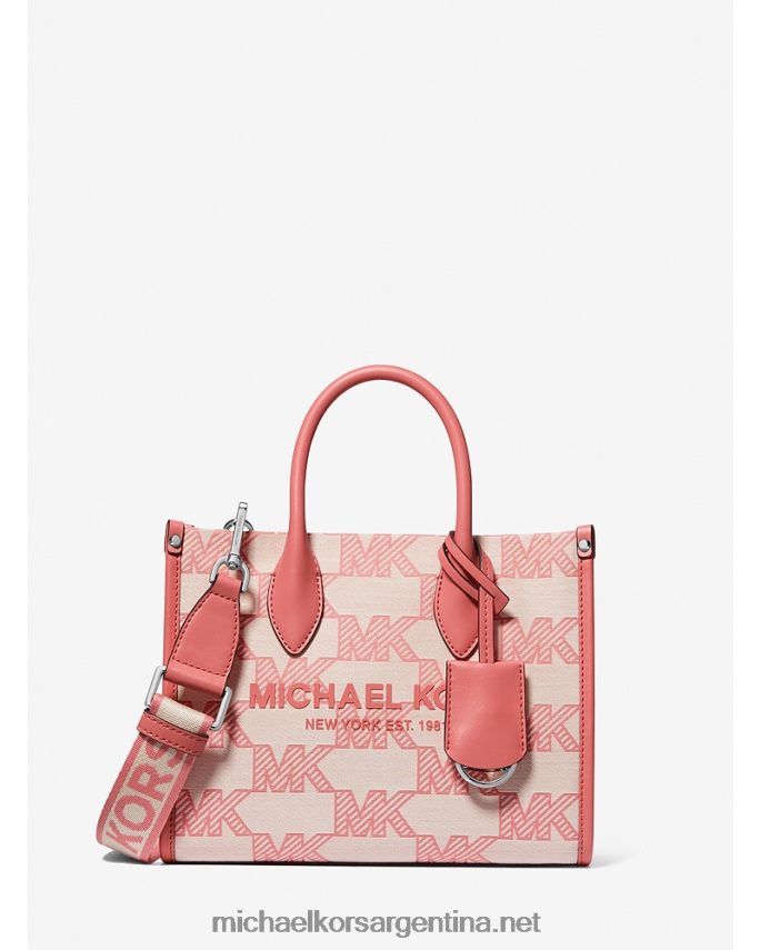 mujer Rosa de té bolsa crossbody mirella pequeña en jacquard con logo Michael Kors T46HB0664