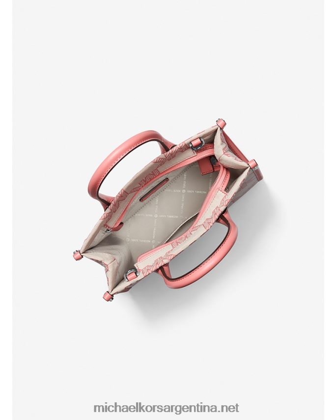 mujer Rosa de té bolsa crossbody mirella pequeña en jacquard con logo Michael Kors T46HB0664