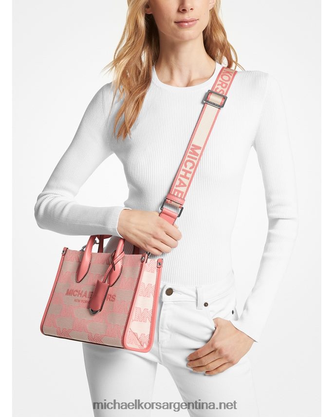 mujer Rosa de té bolsa crossbody mirella pequeña en jacquard con logo Michael Kors T46HB0664