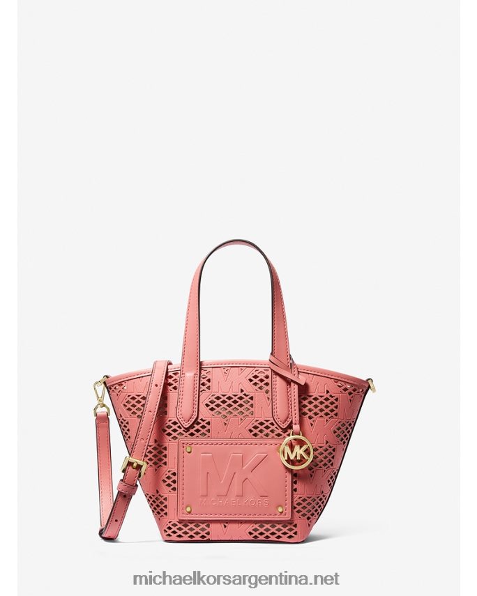 mujer Rosa de té bolso tote kimber pequeño 2 en 1 de piel sintética grabada y perforada Michael Kors T46HB0868