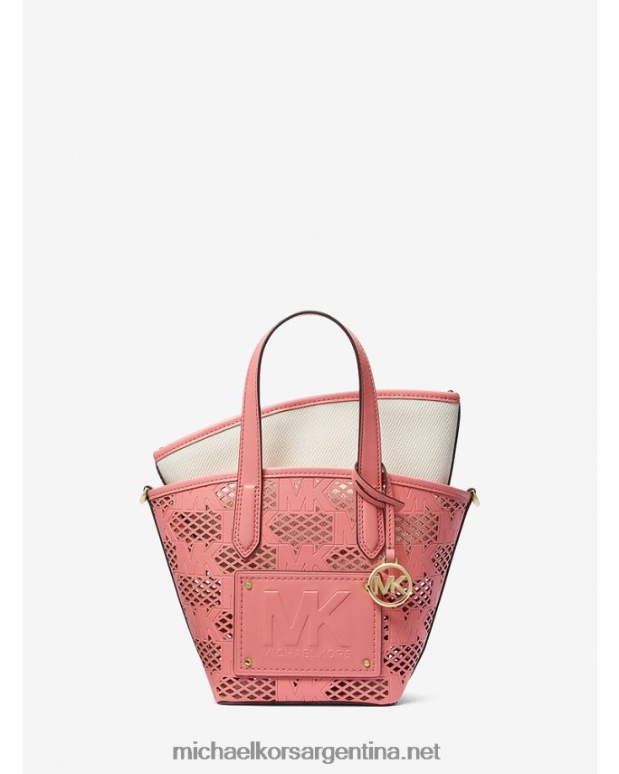mujer Rosa de té bolso tote kimber pequeño 2 en 1 de piel sintética grabada y perforada Michael Kors T46HB0868