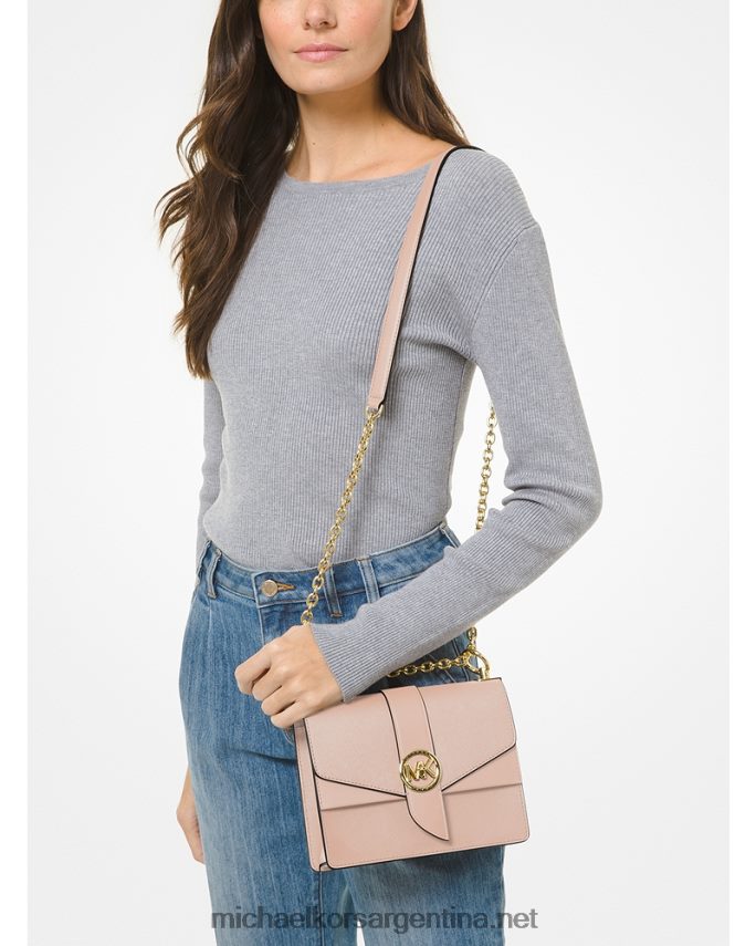mujer Rosa suave bolsa crossbody greenwich pequeña de piel saffiano Michael Kors T46HB0967