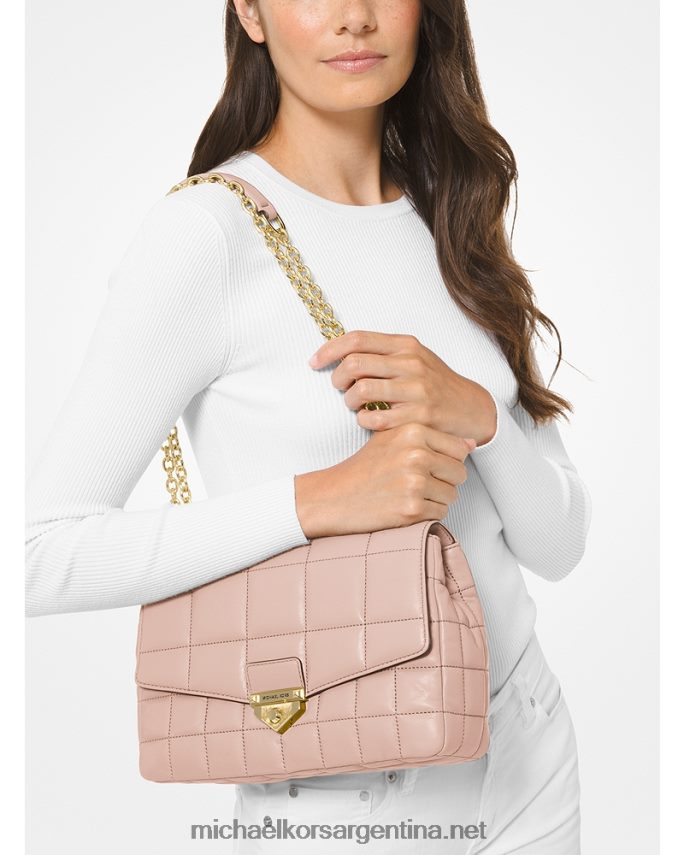 mujer Rosa suave bolso de hombro soho extragrande de piel acolchada Michael Kors T46HB01001