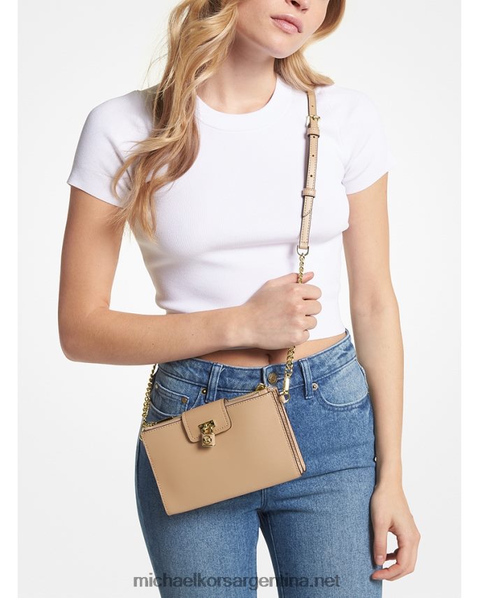mujer camello bandolera ruby ​​pequeña de piel saffiano Michael Kors T46HB0733