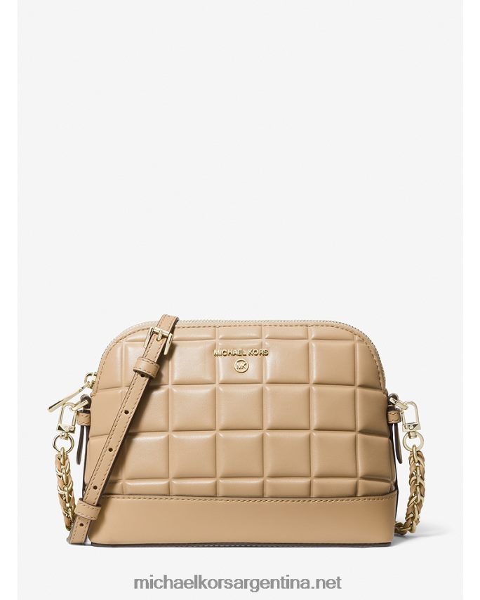 mujer camello bolsa crossbody con cúpula grande de piel acolchada Michael Kors T46HB0975