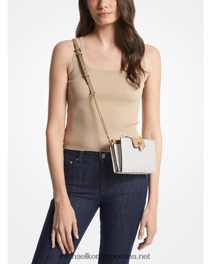 mujer camello bolsa crossbody pequeña con logo Michael Kors T46HB0734