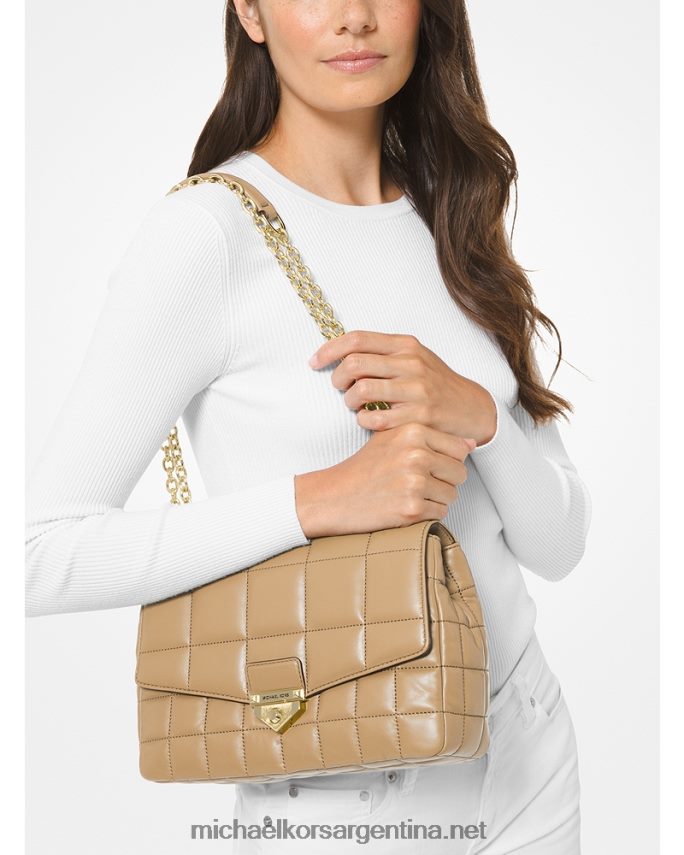 mujer camello bolso de hombro soho extragrande de piel acolchada Michael Kors T46HB0988