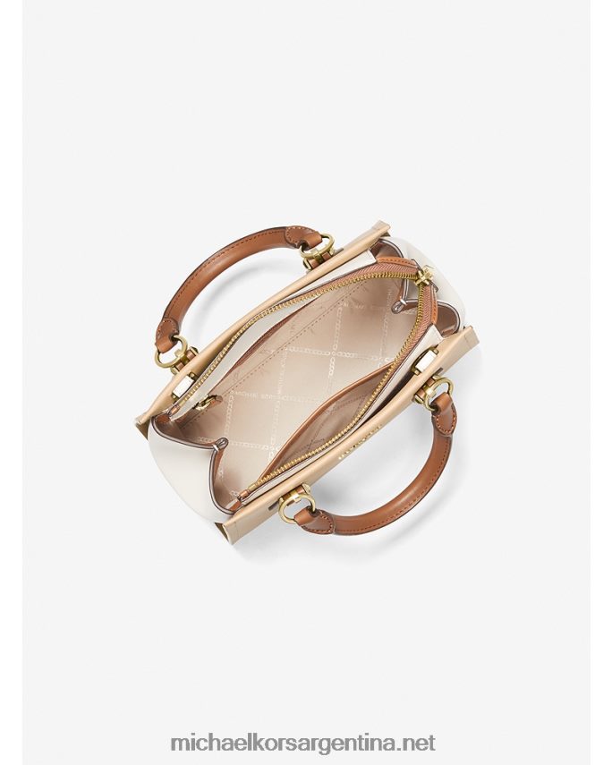 mujer combinación de camellos bandolera marilyn pequeña de piel saffiano con bloques de color Michael Kors T46HB0648