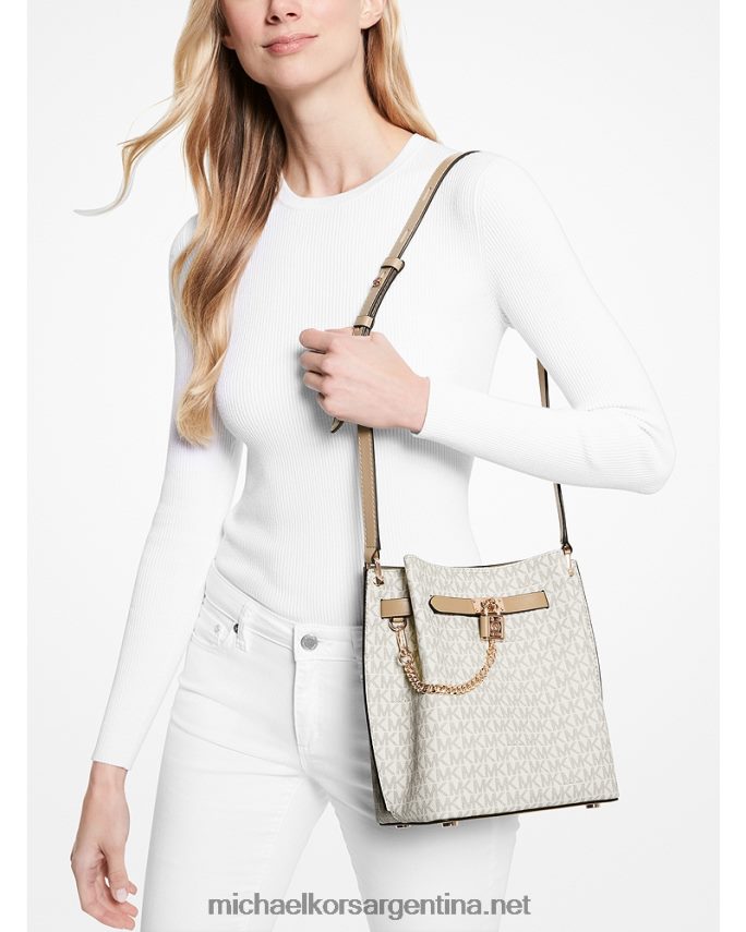 mujer combo de vainilla bolsa de mensajero mediana con logo Hamilton Legacy Michael Kors T46HB0697