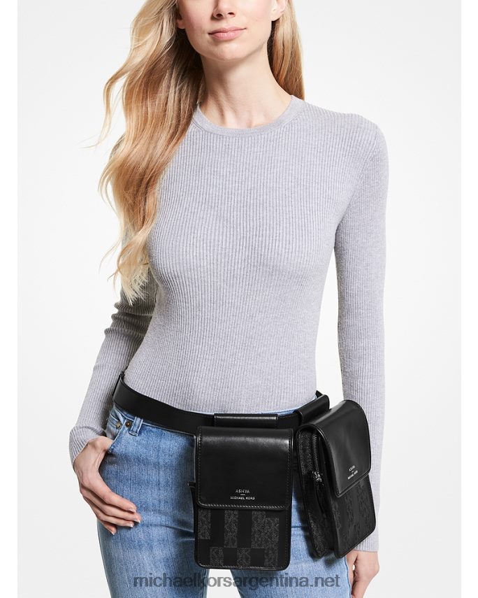 mujer combo negro bolso multiusos de piel y firma ashya x saga Michael Kors T46HB0937