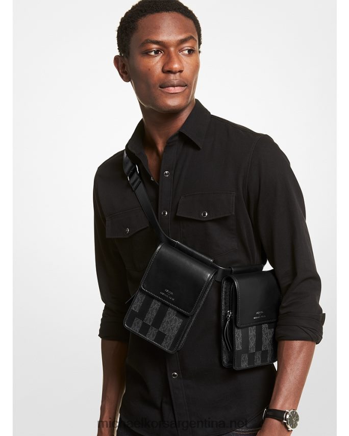 mujer combo negro bolso multiusos de piel y firma ashya x saga Michael Kors T46HB0937