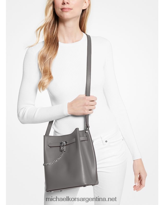 mujer cuero gris bolso messenger hamilton legacy mediano de piel Michael Kors T46HB0685