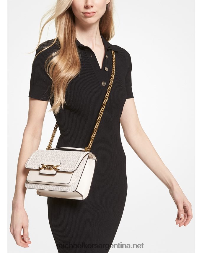 mujer furgoneta/crema bolso de hombro jaspeado con logo grande Michael Kors T46HB0895