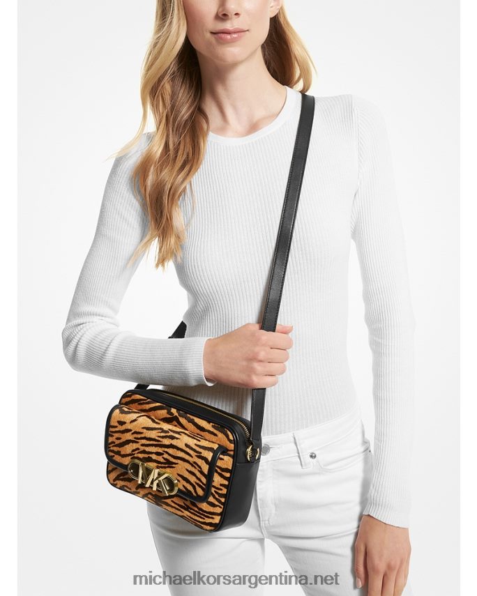 mujer maravilla bolsa crossbody parker mediana de pelo de becerro con estampado de tigre Michael Kors T46HB0689