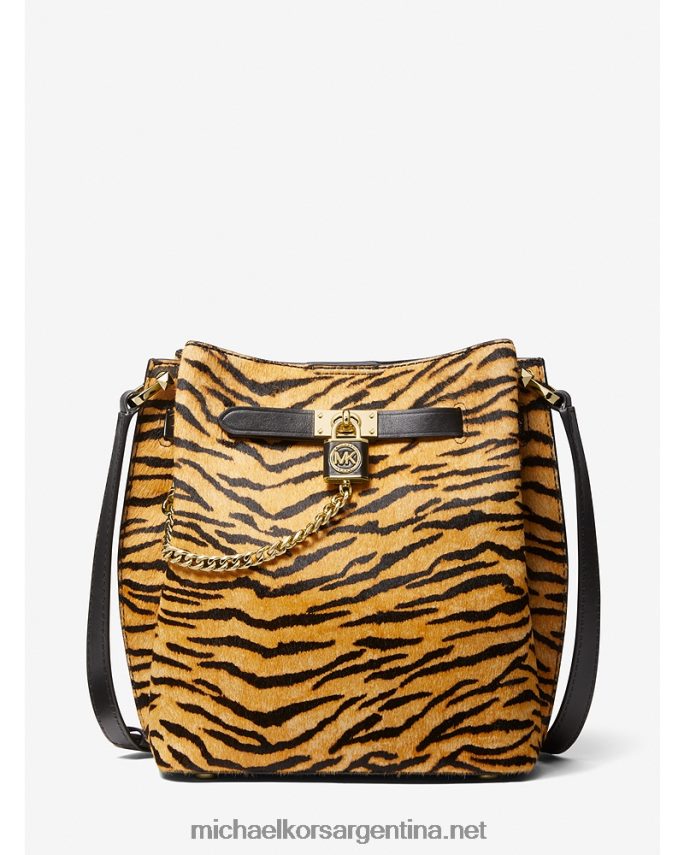 mujer maravilla bolso messenger hamilton legacy mediano con estampado de tigre y pelo de becerro Michael Kors T46HB0920
